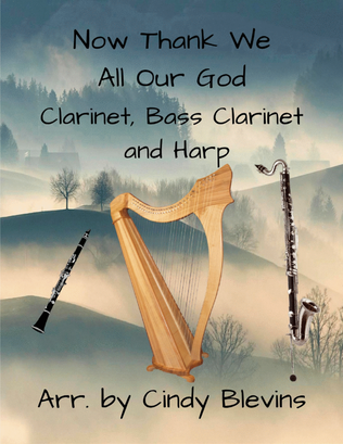 Book cover for Now Thank We All Our God, for Clarinet, Bass Clarinet and Harp