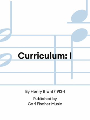 Book cover for Curriculum: I