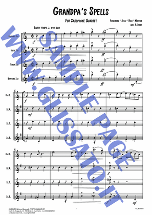 Book cover for Saxophone Quartet "Grandpa's Spells" score & parts