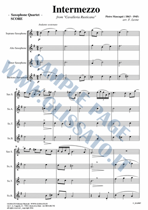 Book cover for Saxophone Quartet sheet music: Intermezzo (score & parts)