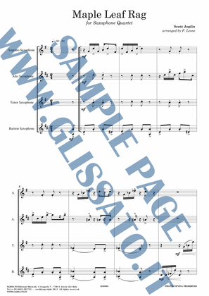 Book cover for Saxophone sheet music for Quartet "Maple Leaf Rag" (score & parts)